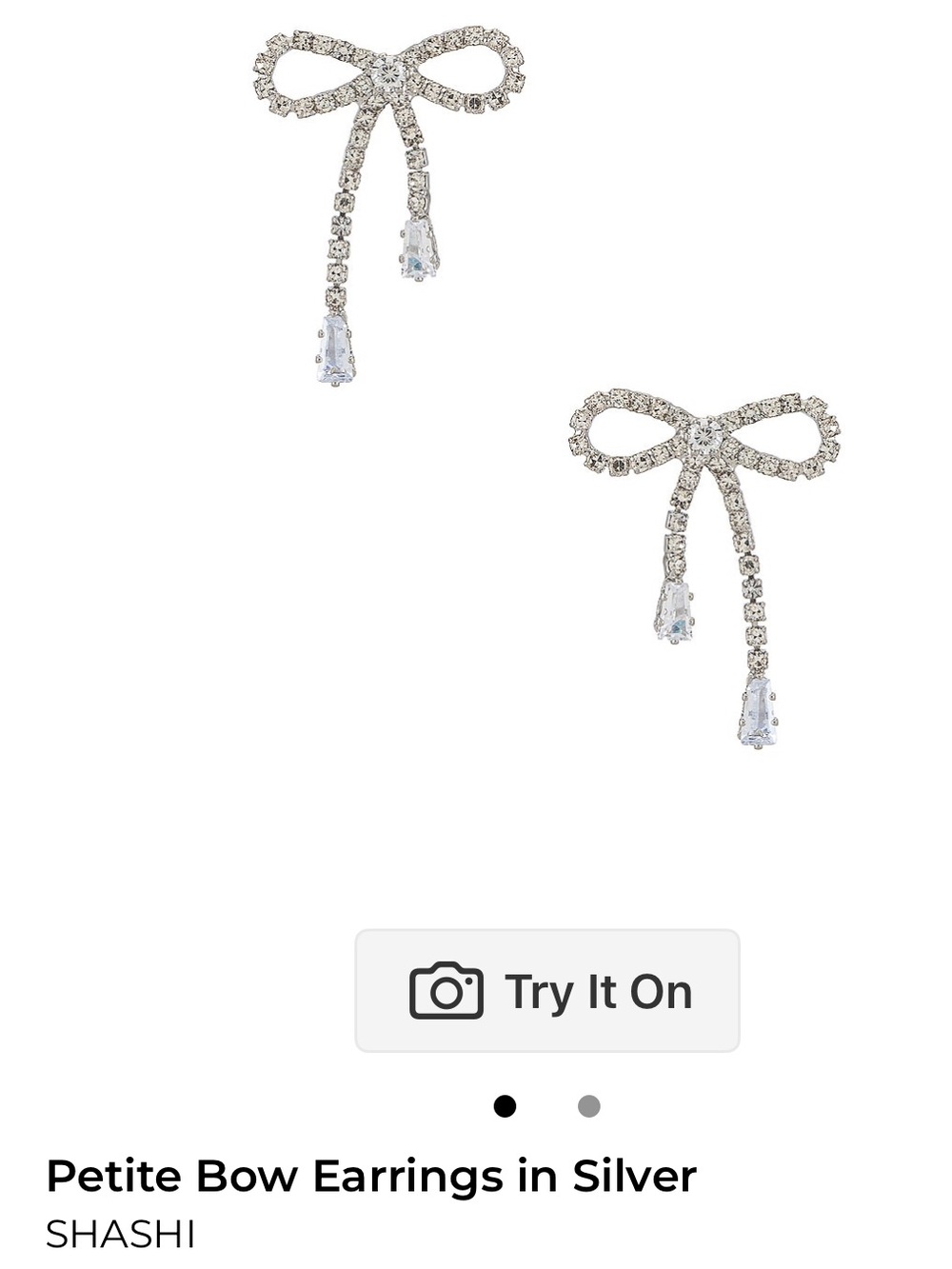 SHASHI Crystal Bow Drop Earrings - Silver